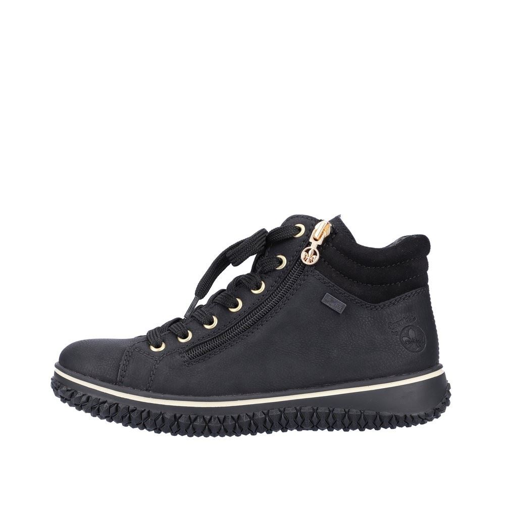 Rieker Antistress Damen Schnürschuhe Reißverschluss Tex-Membran schwarz S22 Z4263-00 38 | schwarz/schwarz | F
