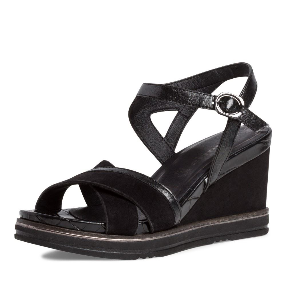 Tamaris Sandale Keilabsatz schwarz  1-1-28348-26 39 | 094 BLACK/PEWTE | 