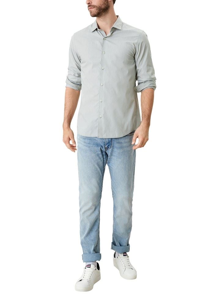 s.Oliver Hemd Langarm Slim Fit Baumwolle grün 2109893 