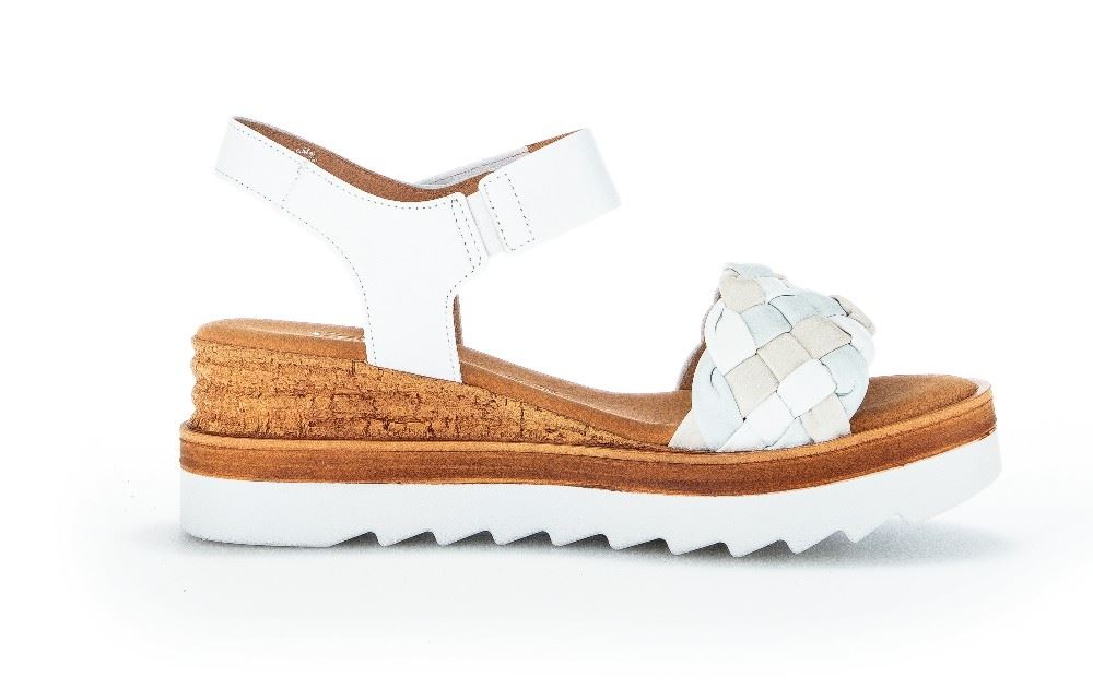 Gabor Keilsandalette Leder Comfort Mehrweite weiß S12 82.789.20 36 | bianco/ltmint/c | G