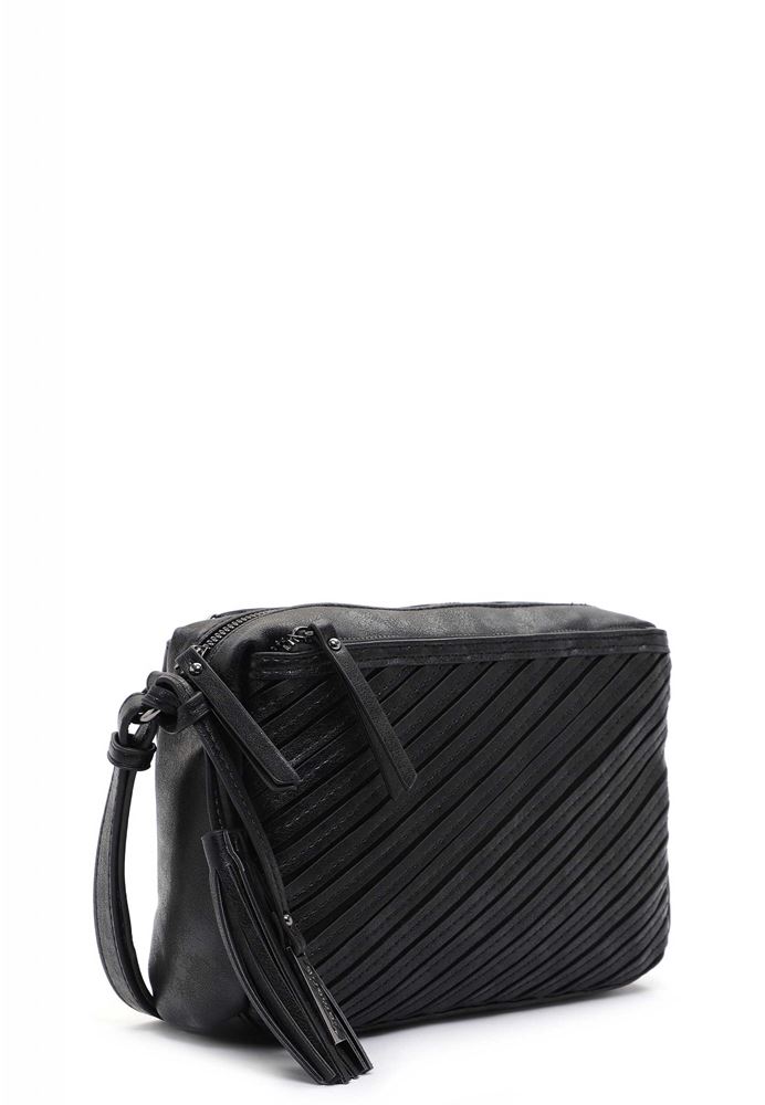 Tamaris Crossbody-Bag Umhängetasche Julina Streifen- Design schwarz S22 32021,100 