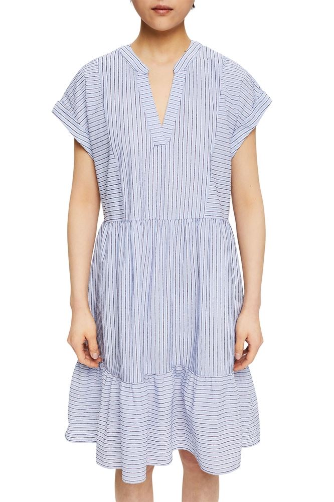 ESPRIT Sommerkleid Streifenmuster Volantsaum weiß S12 052EE1E343 40 | E112 OFF WHITE | 