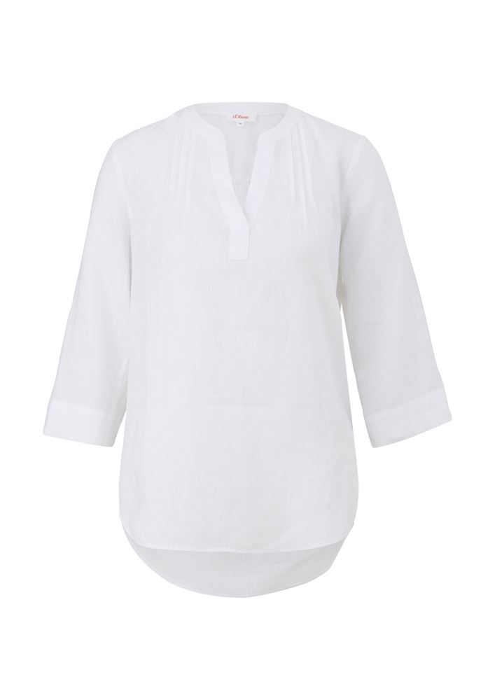s.Oliver Leinenbluse mit Pintucks grün, weiß S13  2129193 