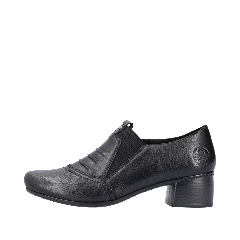 Rieker Antistress Damen Slipper Trotteur Leder Blockabsatz schwarz S23 41657-00 