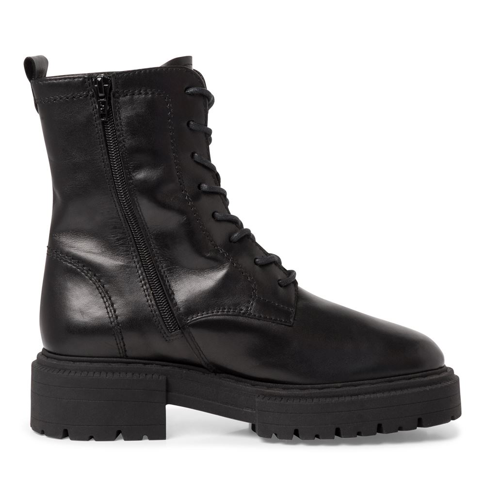 Tamaris Schnürstiefelette Schnürboots Leder schwarz S22 1-1-26277-29 36 | 001 BLACK | 
