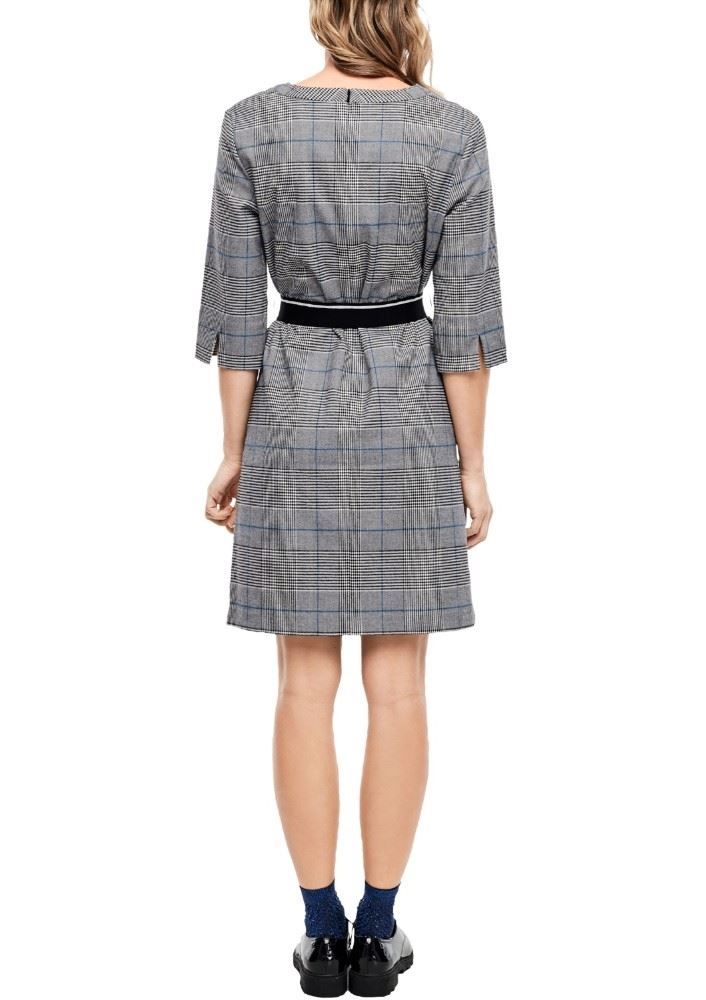 s. Oliver Kleid mit Gürtel kariert 2031783 40 | 94R0 SILVER GRE | 