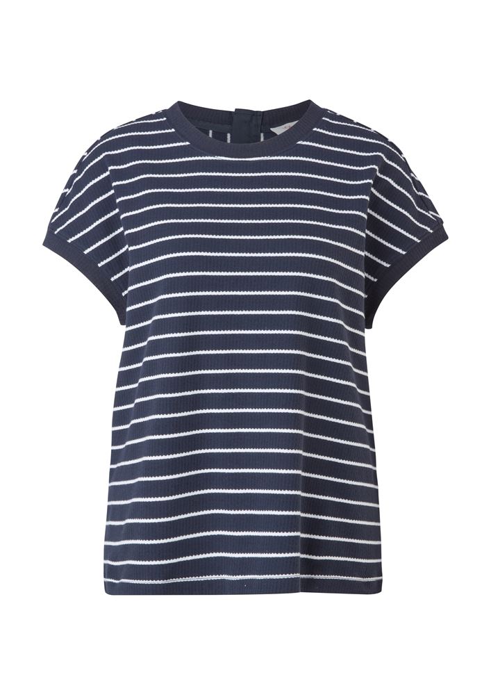 s.Oliver Damen  T-Shirt überschnittene Schulter Streifen rot blau S12 2112331 