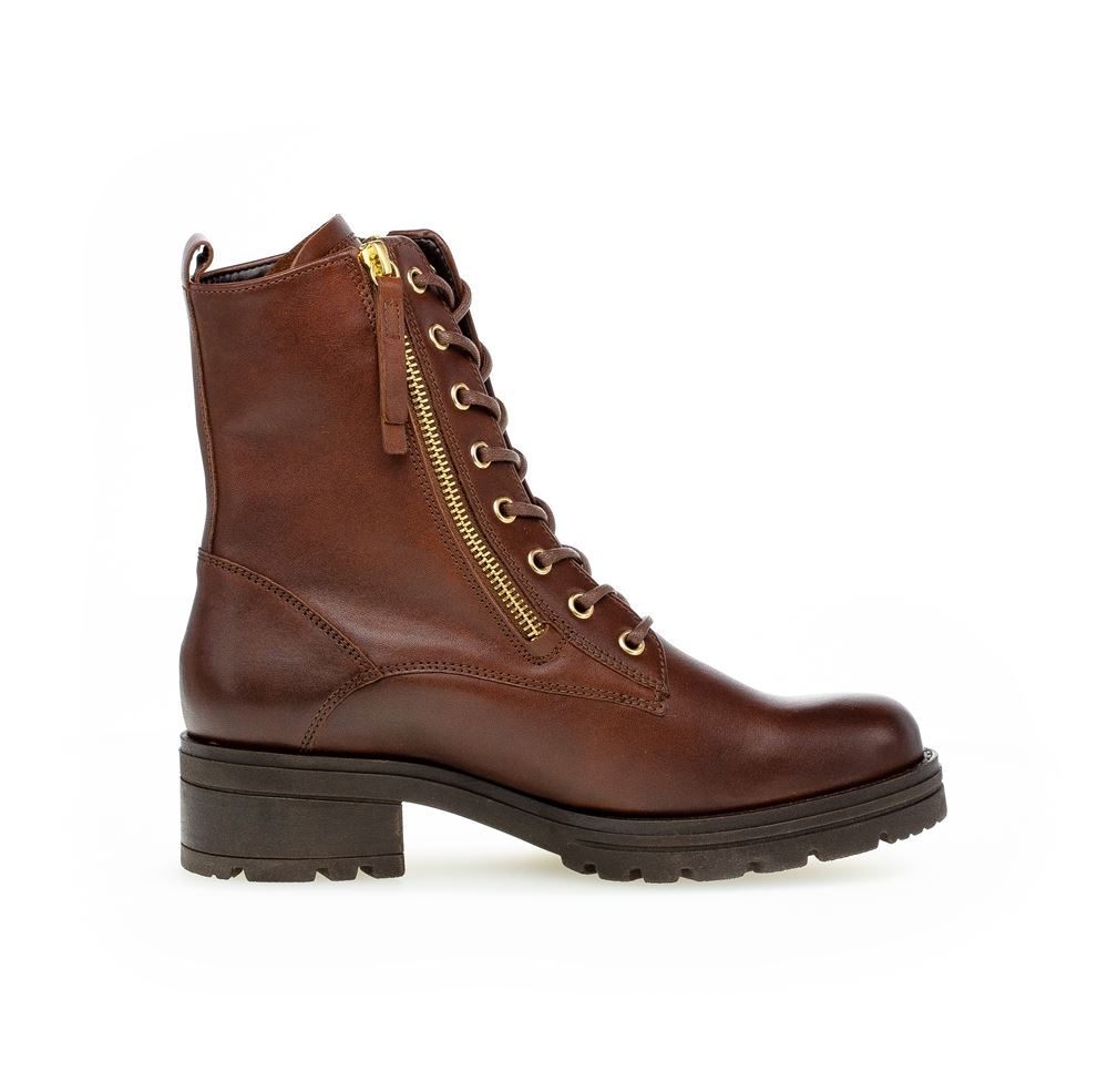 Gabor Schnürstiefelette Leder Wechselfußbett braun S22 92.785.55 6,5 | sattel/EF(Fl/go | G