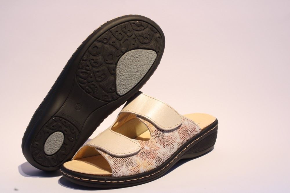 Portina Bequempantolette Wechselfußbett komplett Leder beige  10302 41 | beige | 