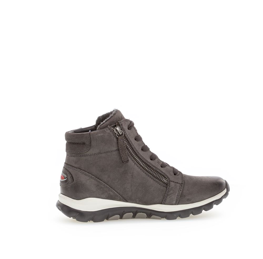 Gabor rollingsoft Schnürstiefelette Rauleder Wechselfußbett grau S22 96.868.39 5 | dark-grey (Mel. | 