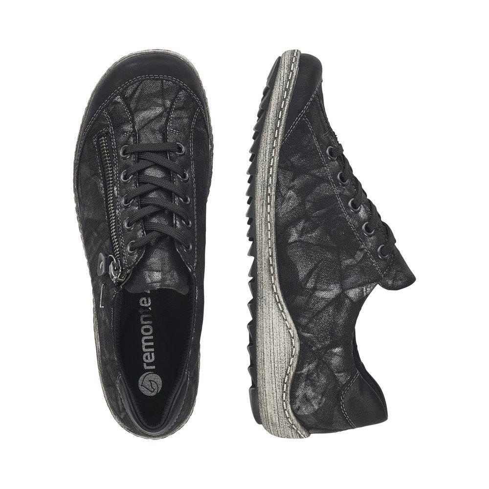 Remonte Halbschuh Sneaker Reißverschluss Tex - Membran schwarz kombi R1402-05 