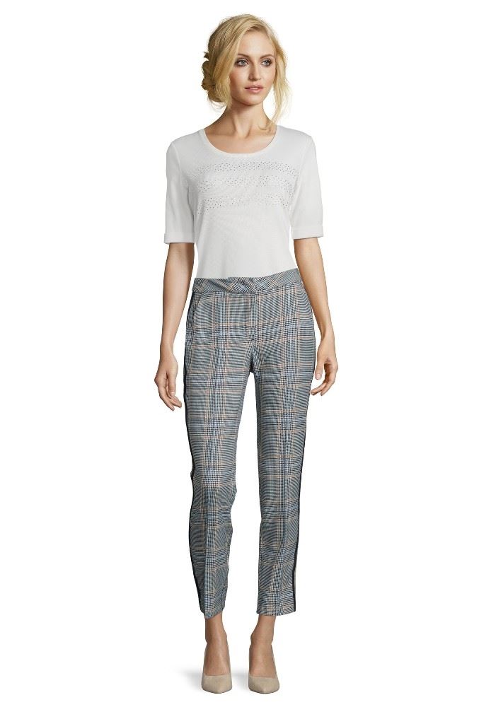 Betty Barclay Hose Regular Fit kariert blau beige 60791052 36 | 7889 Camel/Dark | 