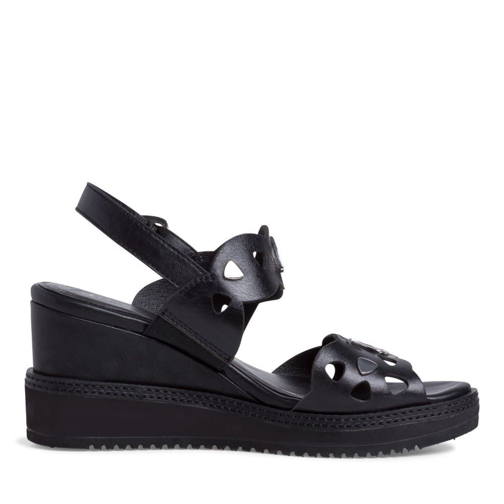Tamaris Sandalette Keilabsatz Leder schwarz 1-1-28331-26 41 | 001 BLACK | 