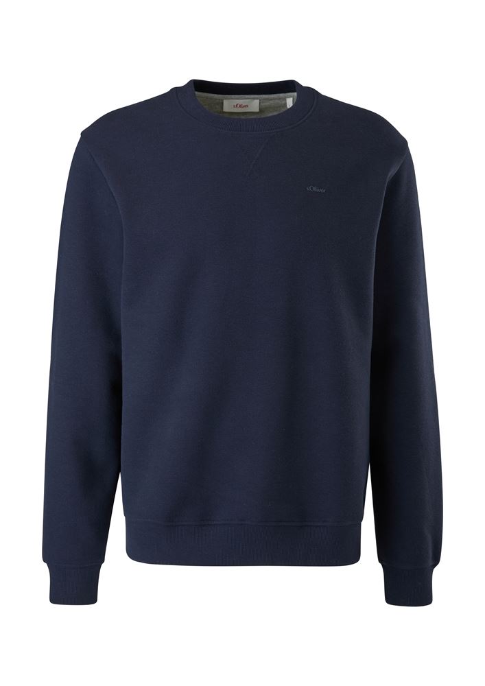 s. Oliver Herren Sweatshirt Rundhalsausschnitt Rippbündchen Logo rot, schwarz S22 2122820 
