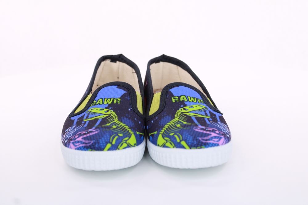 s`knöpfli Kinder Hausschuh Schlupfschuh Jungen Dinosaurier- Motiv blau S13 V28967 