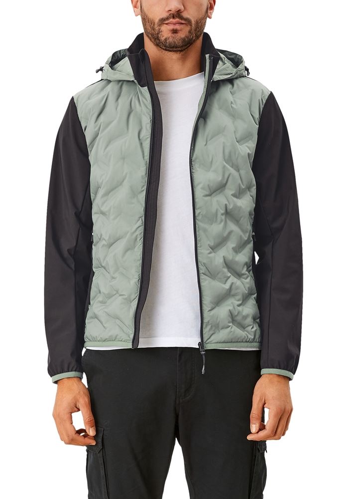 s.Oliver Herren Jacke Übergang Thinsulate Wattierung Bicolor Kapuze grün S12  2109222 S | 7814 khaki/oliv | 