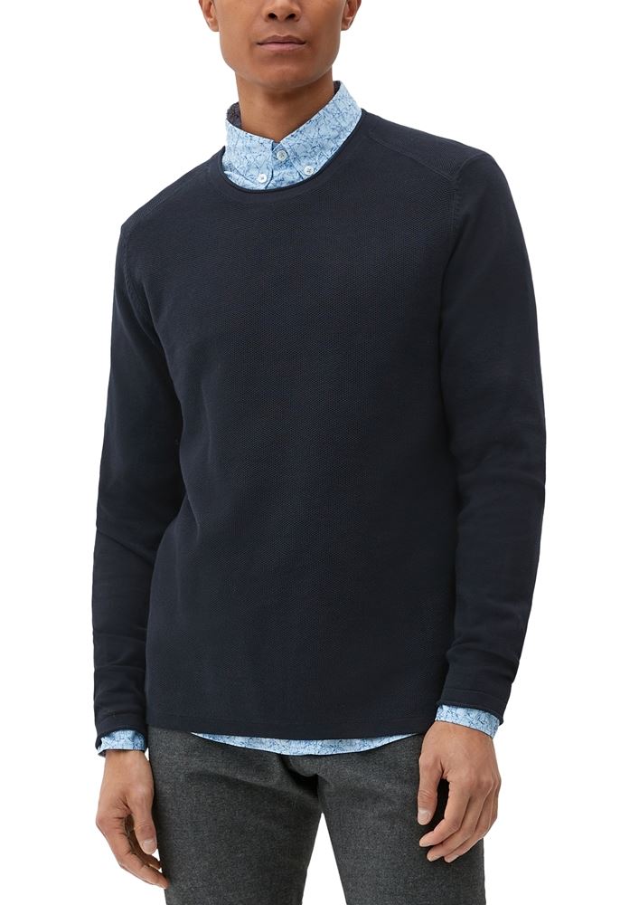 s.Oliver Strickpullover mit Rollsäumen S22 2124551 S | 9999 GREY/BLACK | 