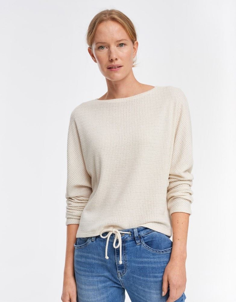 OPUS Langarmshirt Sifuna Fledermaus- Ärmel Strickoptik beige S12  10025510294120 40 | 20003 natural g | 