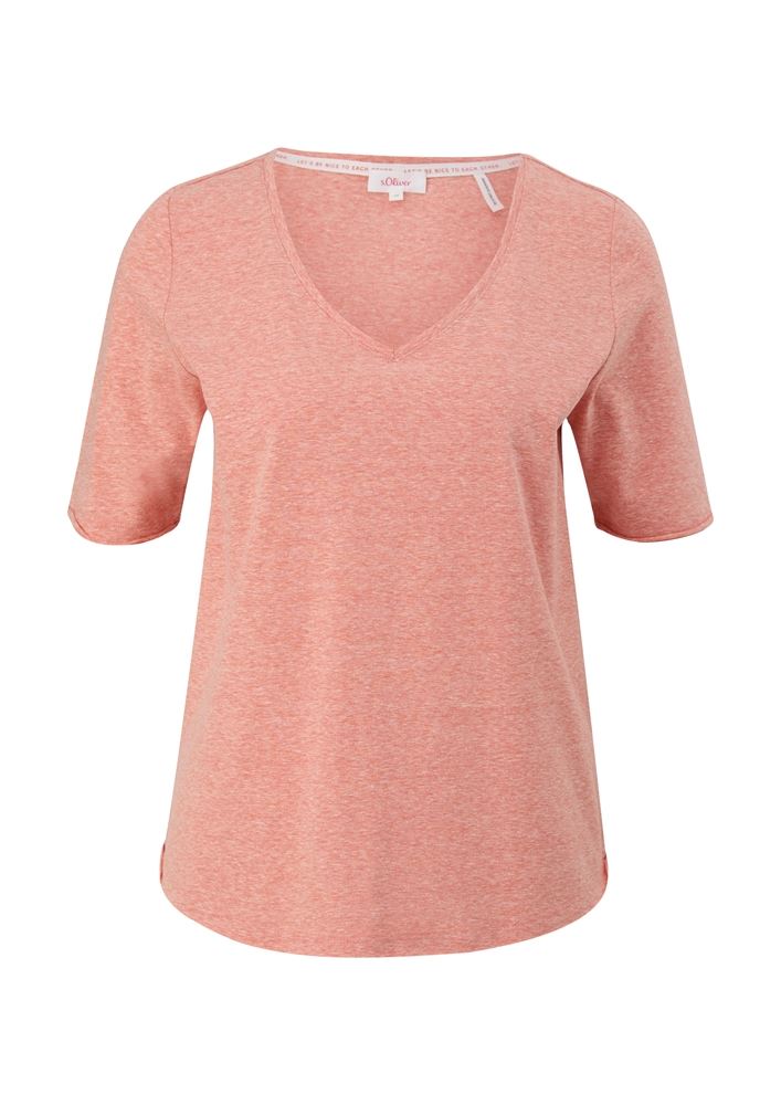 s.Oliver T-Shirt mit Rollsaum weiß, grün, schwarz, orange S13  2130253 