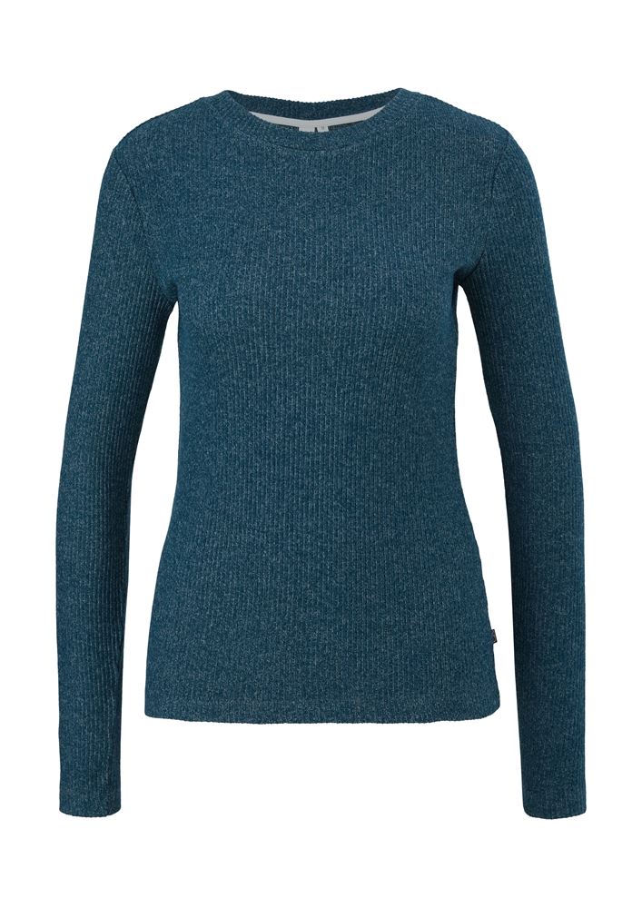 QS designed by Longsleeve mit Rippstruktur orange, blau, grau S13  2126046 
