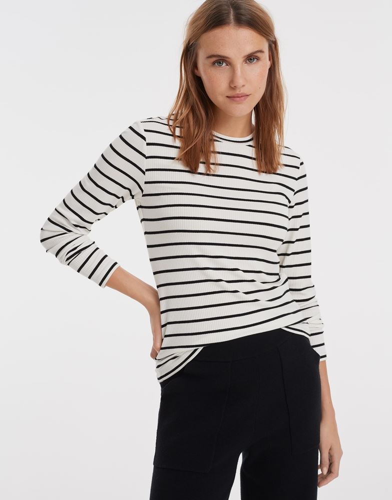 OPUS Longsleeve Salia gestreift weiß S12 10012110210115 