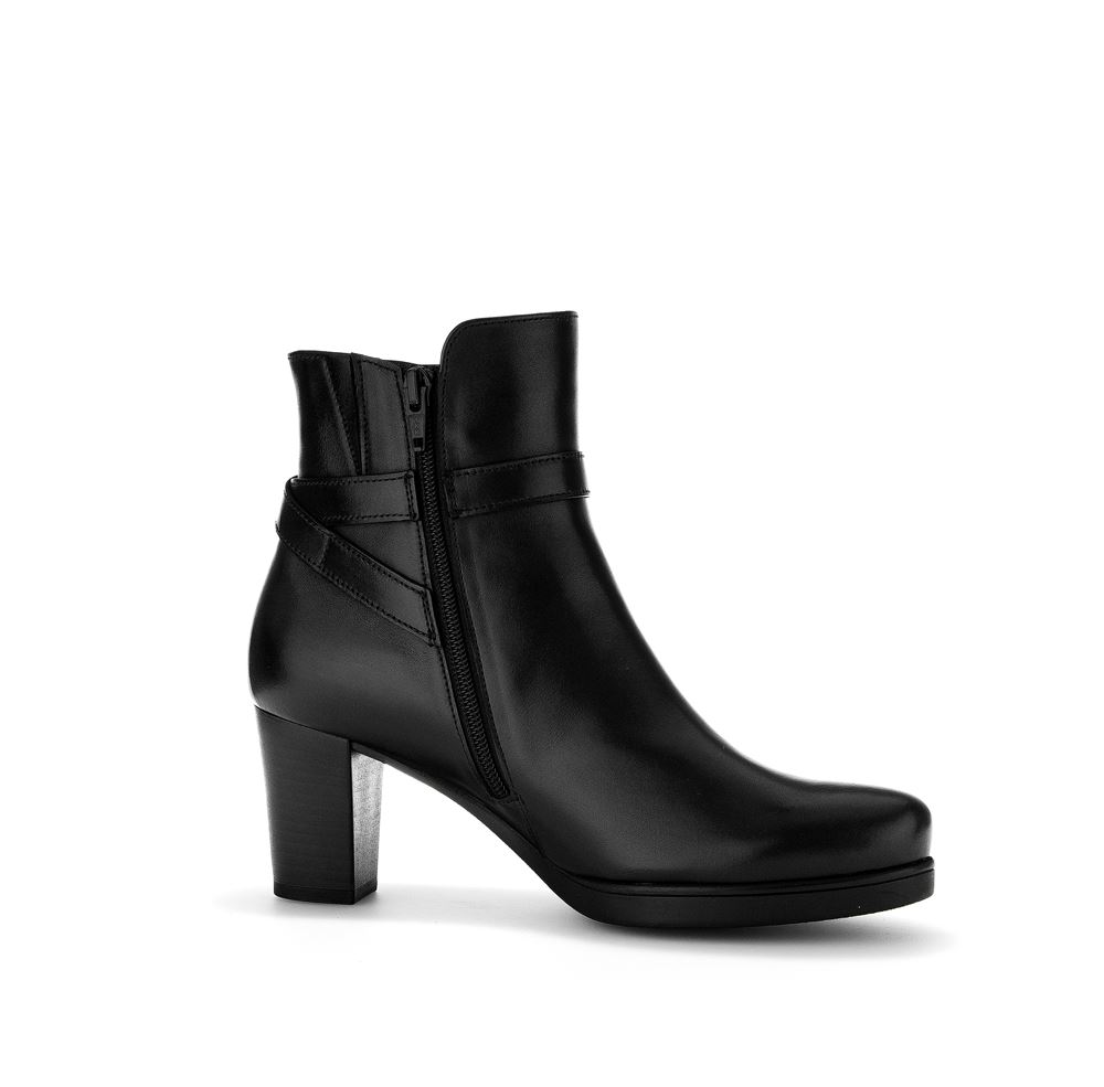 Gabor Stiefelette elegant Leder Zierschnalle Comfort- Mehrweite G schwarz S23  32.083.57 