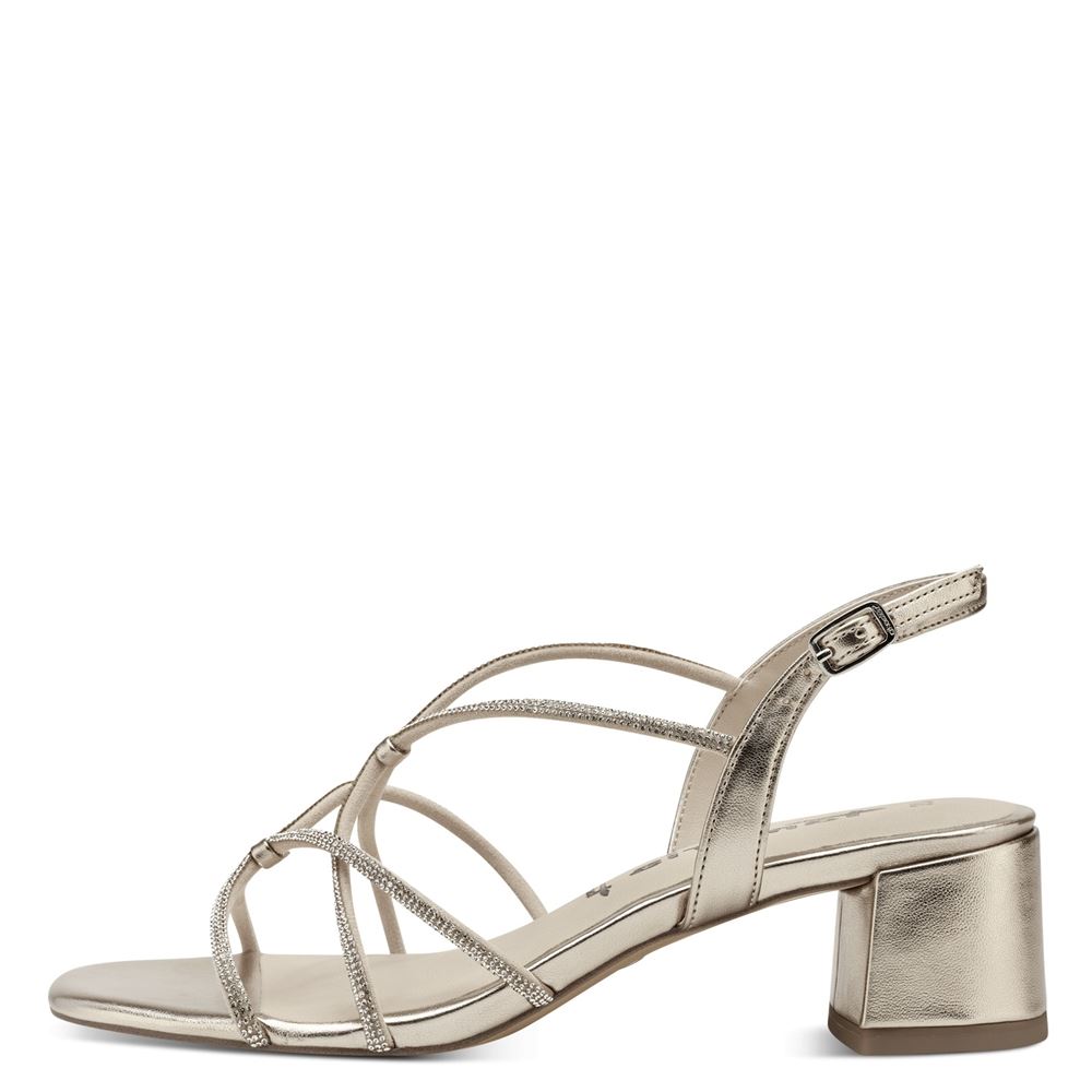 Tamaris Sandalette Blockabsatz karrèe light gold S13  1-1-28236-20 