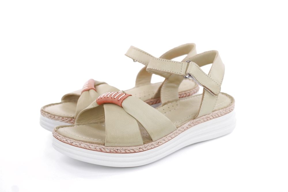 PETER ERIKSON Damen Sandale Leder Comfort- Fußbett weiß, grün S13 231533 