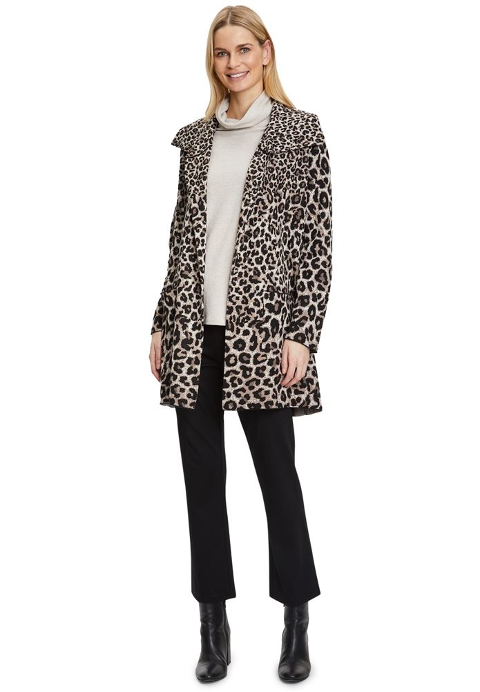 Betty Barclay Strickmantel taupe schwarz Animal S22 57671187 