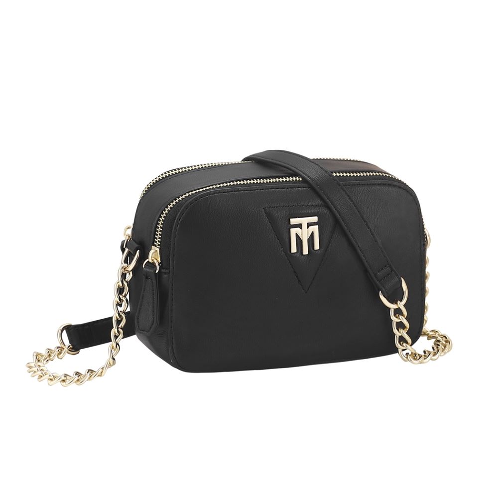Marco Tozzi Umhängetasche Kettendetails beige schwarz S22 2-2-61011-29 