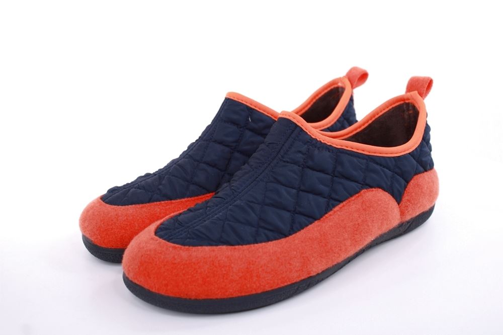 s`knöpfli Herren Hausschuh geschlossen Materialmix grau orange S22 AC10638 