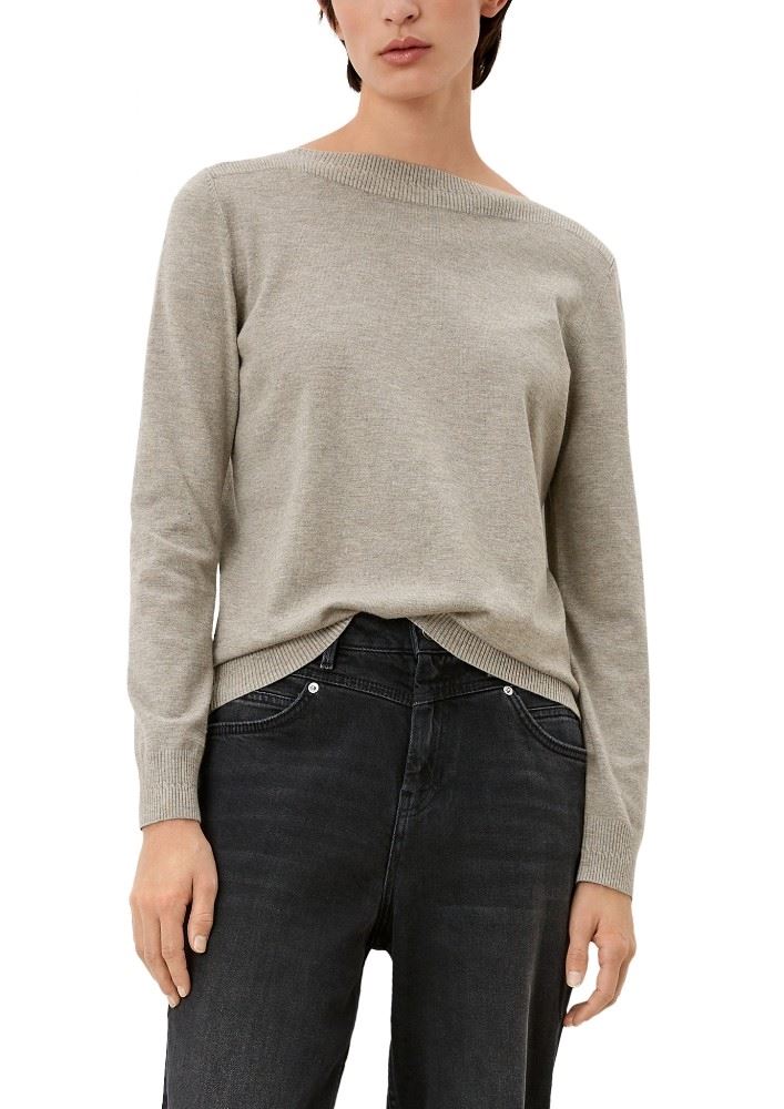s.Oliver Feinstrickpullover U - boot - Ausschnitt taupe S21 2107340 46 | 83W1 Taupe Mela | 