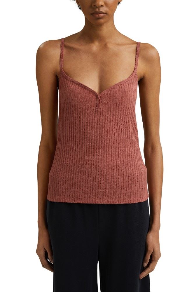 edc Trägertop Pointelle Muster weiß rot 041CC1K314 