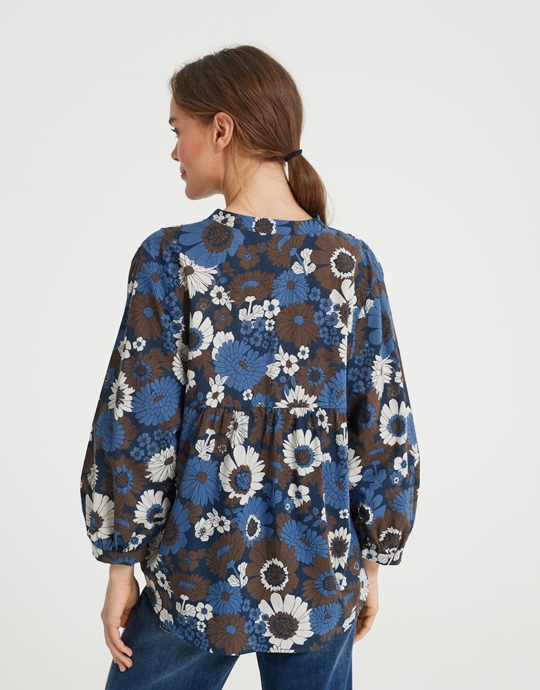 OPUS Printbluse Fessy floral blau Baumwolle  S22 10036310608143 