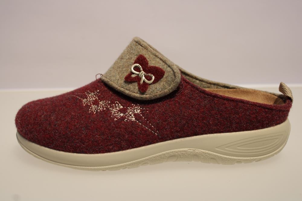 Fly Flot Hausschuhe Hauspantolette rot/grau 863812 