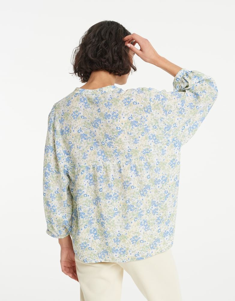 OPUS Printbluse Falinda Stehkragen Viskose floraler Print blau S12  10021610273120 38 | 6082 like water | 