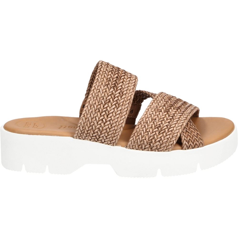 Paul Green Pantolette Super Soft Flechtmaterial Plateau  7696-008 5,5 | cuoio | 