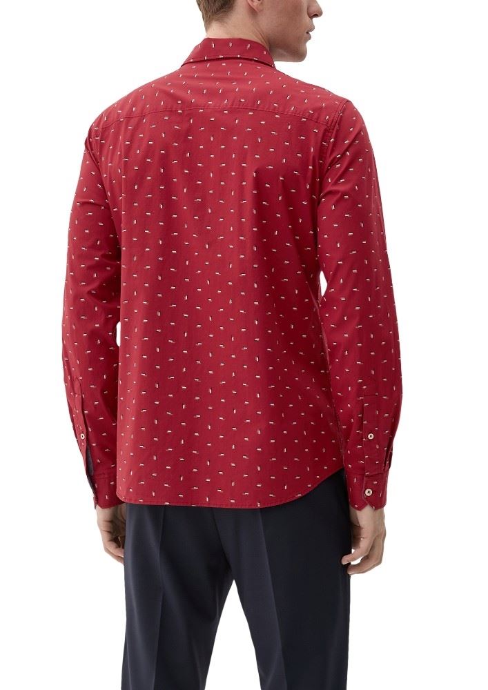 s.Oliver Langarmhemd Slim Fit Kentkragen gemustert S22 2120956 L | 38A1 RED | 