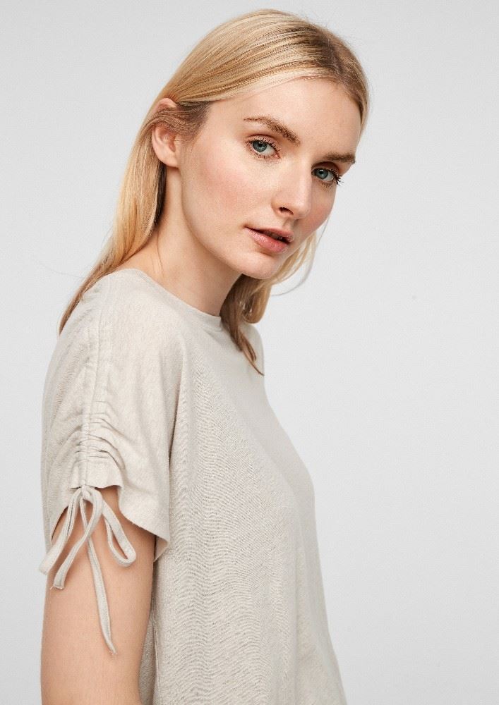 QS designed by Oversized Shirt Leinen beige 2063471 L | 8030 Brown | 