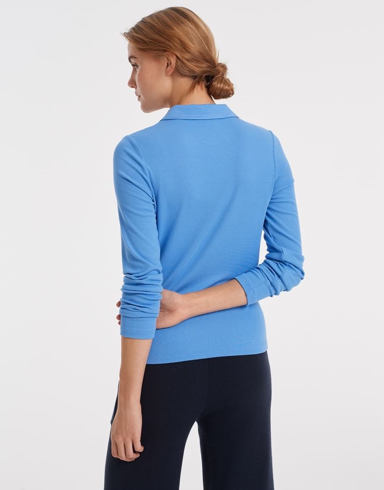 OPUS Poloshirt Sisabelle langarm blau S12 10012610213115 