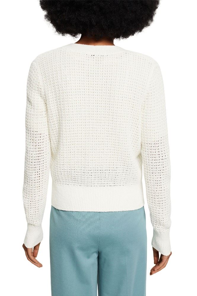 ESPRIT Cardigan Strickjacke Lochstrick Knopfleiste weiß S12  032EE1I301 M | E110 OFF WHITE | 