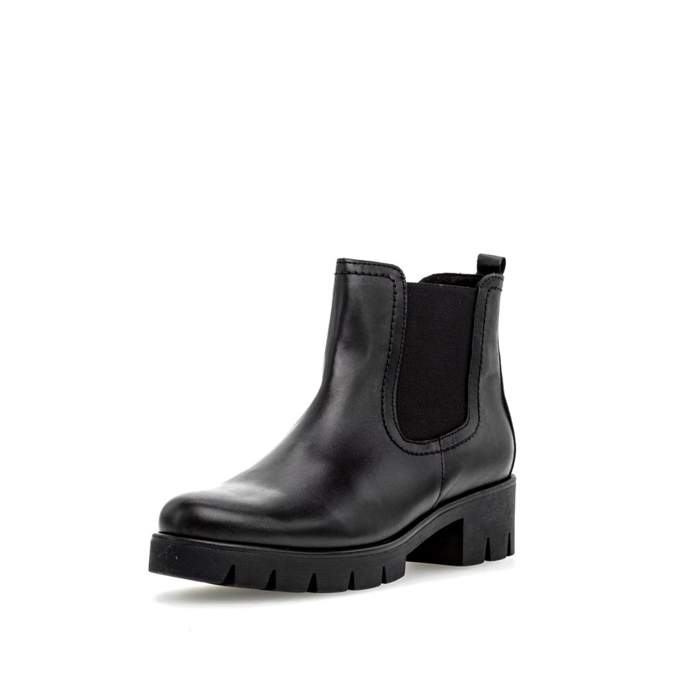 Gabor Chelsea Boots Leder Wechselfußbett derbe Sohle schwarz S23 31.710.27 4,5 | schwarz | F
