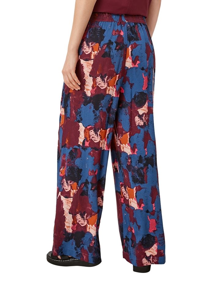 QS designed by Regular: Hose mit Allover-Muster bordeaux S13  2115540 