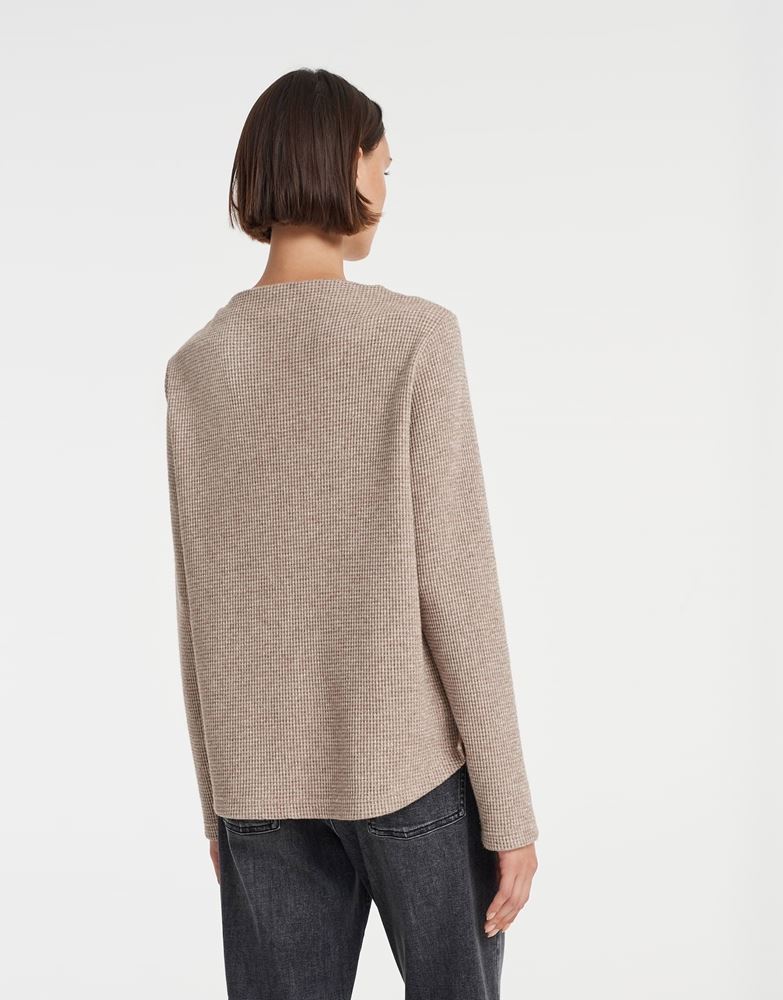 OPUS Sweater Golpa Waffelstruktur Glitzer- Effekt Viskose- Mix beige S13  10130210995147 