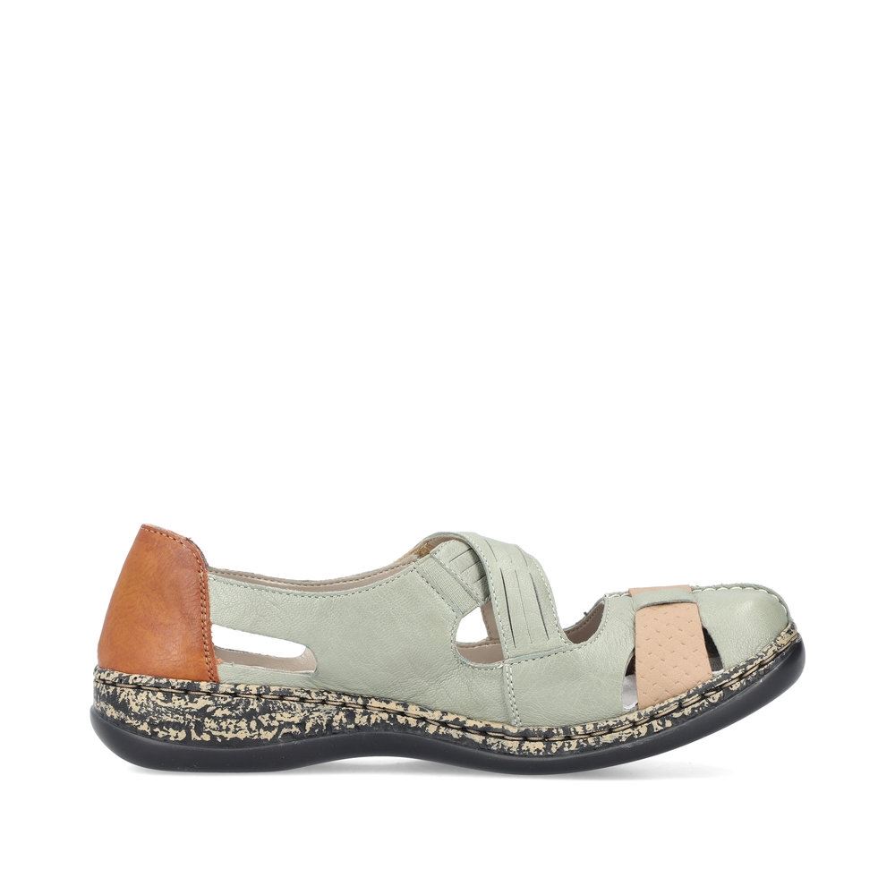 Rieker Antistress Damen Ballerina Klettverschluss Riemchen grün S13 46368-52 
