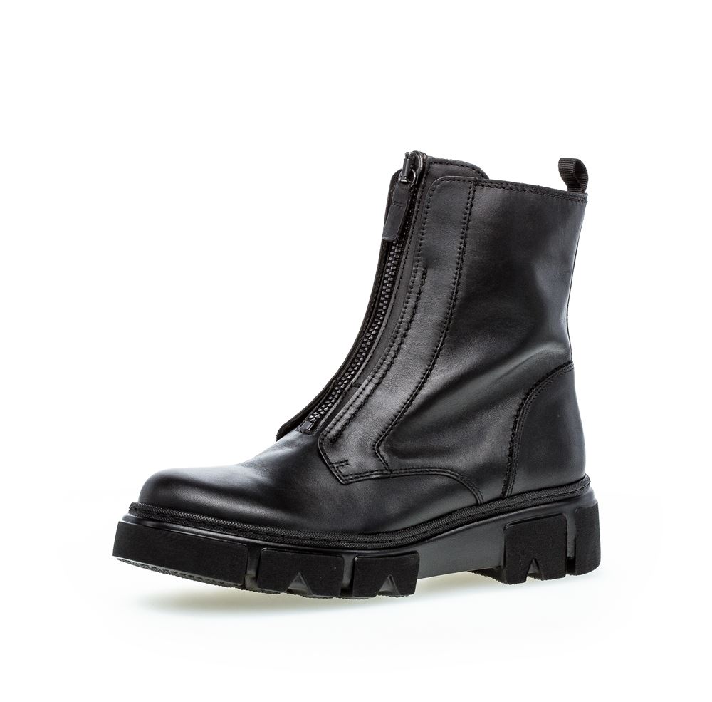 Gabor Bikerboot Stiefelette Leder Reißverschluss Wechselfußbett schwarz S22 91.733.27 