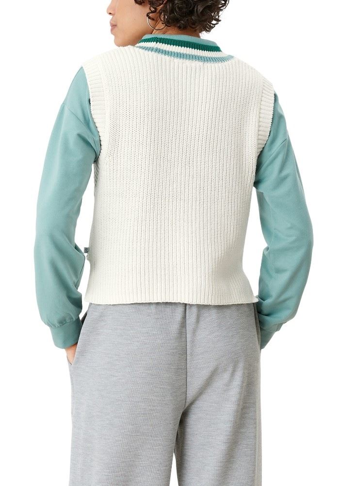QS designed by Strickpullunder aus Baumwolle ecru S12 2109155 