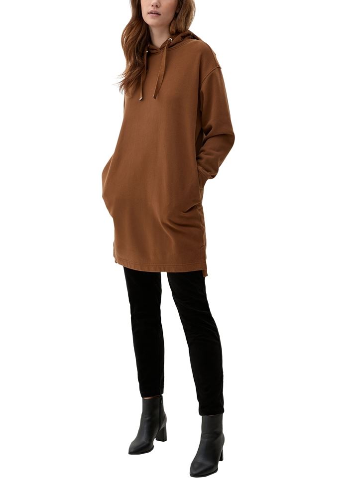 s.Oliver Sweatkleid mit Kapuze grau, braun S22  2122560 40 | 8764 BROWN | 