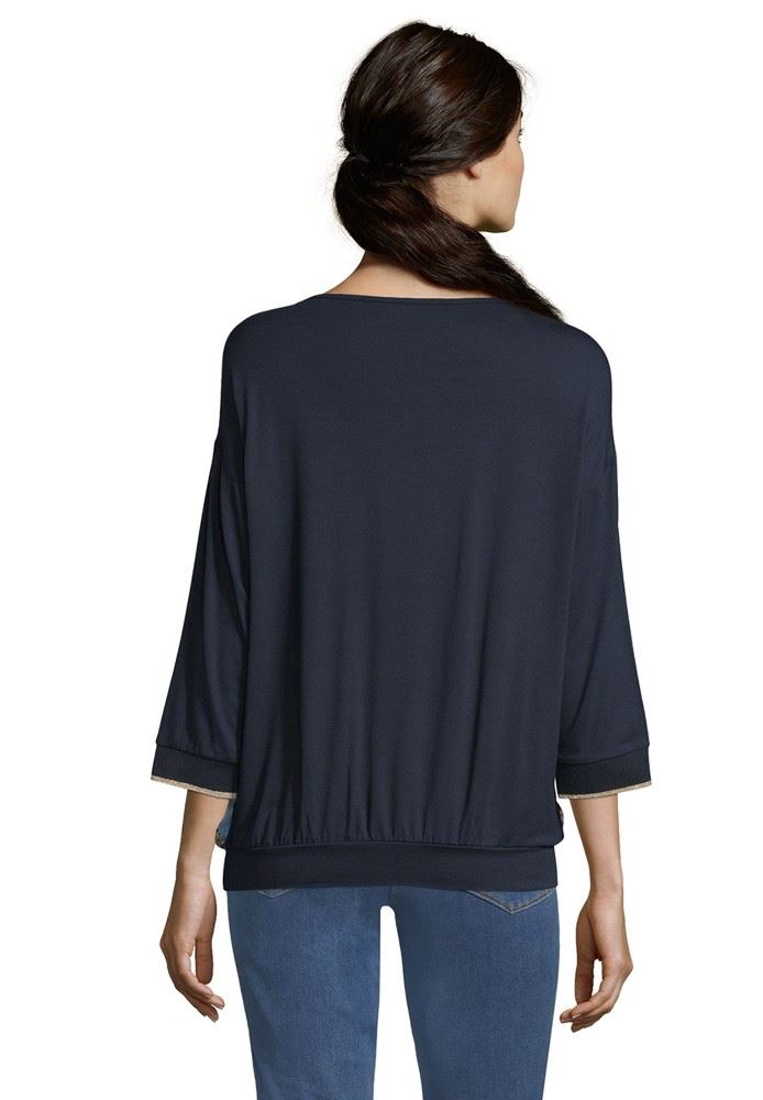 Betty Barclay Bluse Shirt 3/4 blau camel 20441132 36 | 8877 Dark Blue | 
