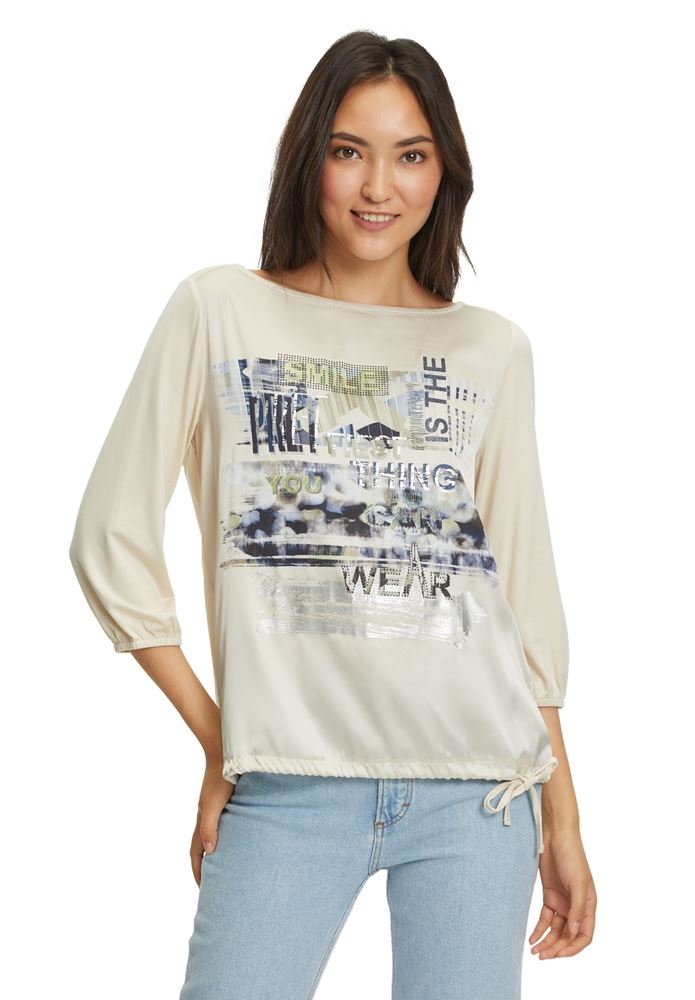 Betty Barclay Blusenshirt 3/4Arm Frontprint beige S22 24581066 